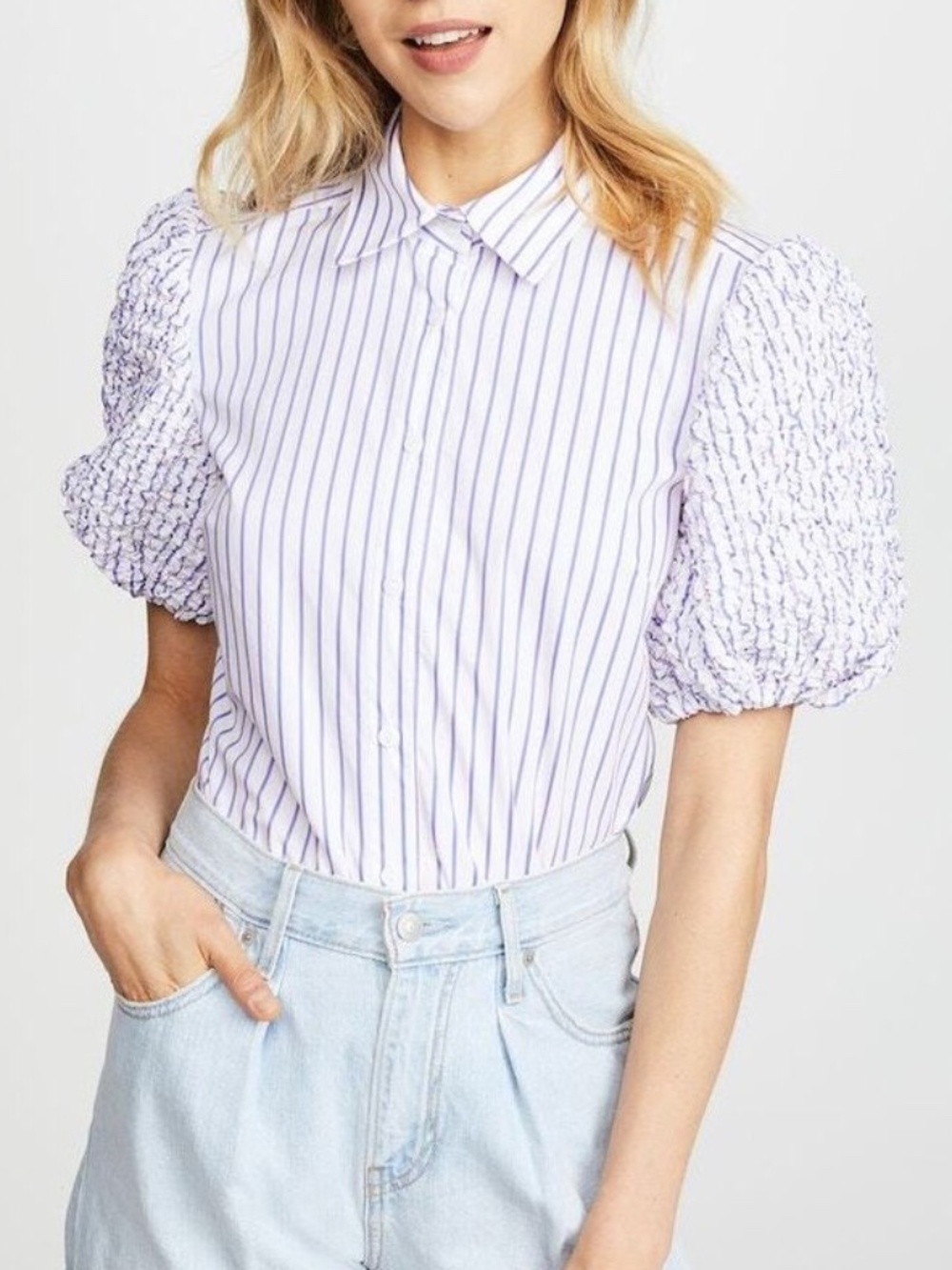Petersyn Zadie Puff-Sleeve Shirt Size S